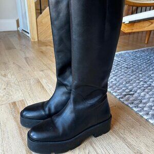 Mango Chunky Knee High Black Boots - size 38